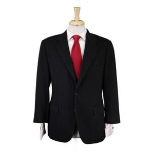 Edgar Pomeroy Bespoke Black Flannel 100% Cashmere Heavy Handmade Suit 38S